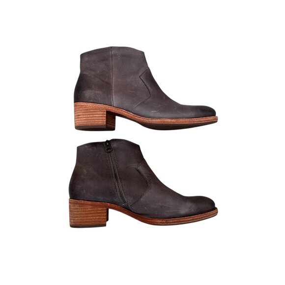 Kork Ease Casper Western Ankle Boots Womens 9 Brown Leather Bohemian Cowgirl Zip - Picture 4 of 14